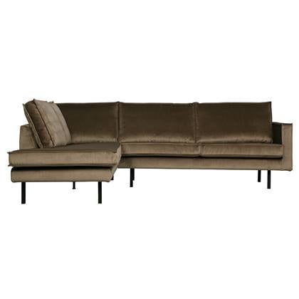 BePureHome Rodeo Hoekbank Links - Velvet - Taupe