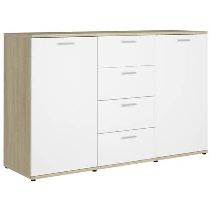 vidaXL Dressoir Wit en sonoma eiken