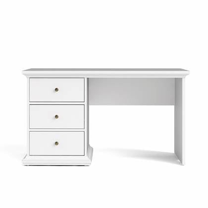 Hioshop Venedig bureau met 3 lades breedte 130 cm, hoogte 73 cm wit.