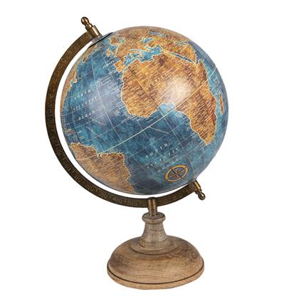 Clayre & Eef Wereldbol  Ø 22x37 cm Blauw Kunststof Globe