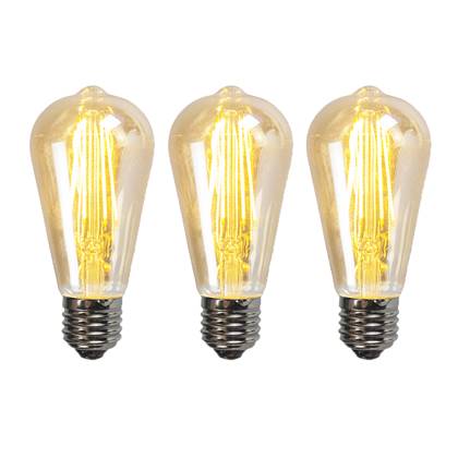 Filament LED lamp ST64 5W 2200K goud dimbaar set van 3