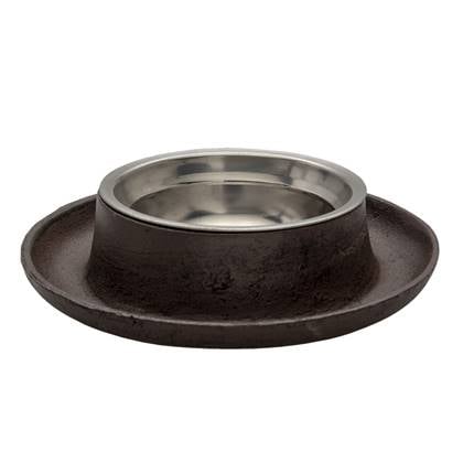 Clayre & Eef Voerbak Hond   Ø 22x5 cm Bruin Ijzer Rond Voerbak Kat