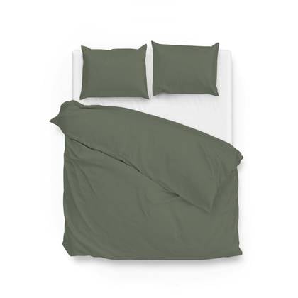 Zo!Home Satinado dekbedovertrek Lits-jumeaux (240x200-220 cm + 2 slopen) Katoen satijn Army Green