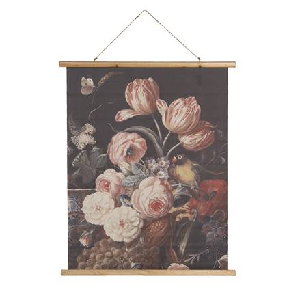 Clayre & Eef Wandkleed 80x100 cm Bruin Wit Hout Bloemen