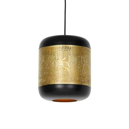 QAZQA Vintage hanglamp zwart met messing - Kayleigh