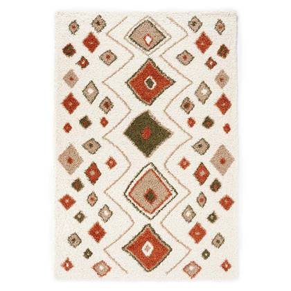 Boho&me Hoogpolig vloerkleed bohemian Artisan - wit|multi - 60x110 cm Multicolor