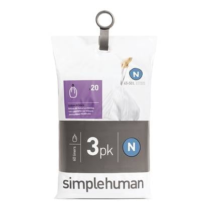 Simplehuman Code N Pocket Liners Afvalzakken 45-50 Liter - 60 zakken Wit