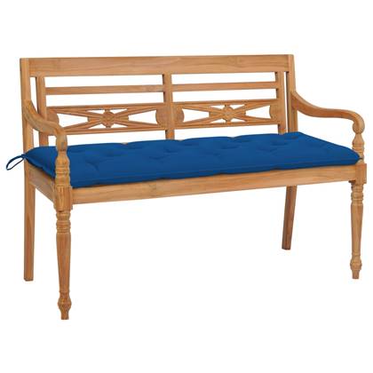 vidaXL-Bank-Batavia-met-blauw-kussen-150-cm-massief-teakhout