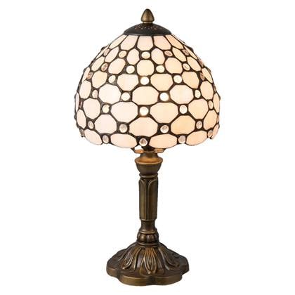 Clayre & eef tafellamp tiffany compleet ø 21x38 cm e14-max. 40 w bruin, roze ijzer, glas, kunststof