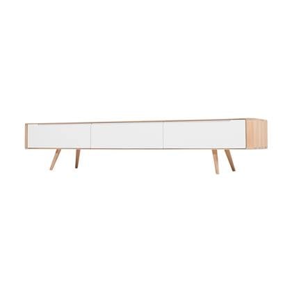 Gazzda Ena lowboard houten tv meubel whitewash 225 x 42 cm