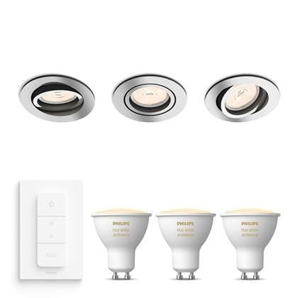 Philips Donegal Inbouwspots met White Ambiance & Dimmer Chroom