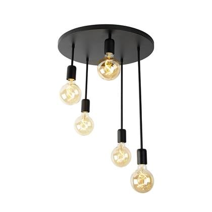 QAZQA Moderne plafondlamp zwart 5-lichts - Facil