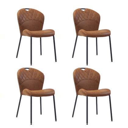 Bronx71 Stapelbare eetkamerstoel Fay eco-leer cognac Eetkamerstoelen