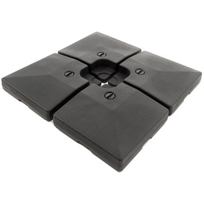 Set van 4 Parasol Tegels (104 kg) met Water te Vullen - Basis voor Parasolvoet - Vierdelig Plastic Onderstel voor Parasollen met Kruisvoet - Zwart