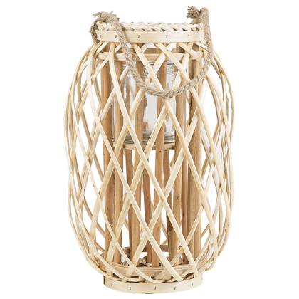 Beliani - MAURITIUS - Lantaarn - Lichte houtkleur 40 cm - Wilgenhout Bruin