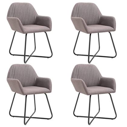 vidaXL Eetkamerstoelen 4 st stof taupe