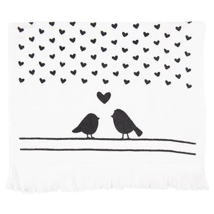 Clayre & Eef Gastendoekje  40x66 cm Zwart Wit Katoen Vogel Toilet