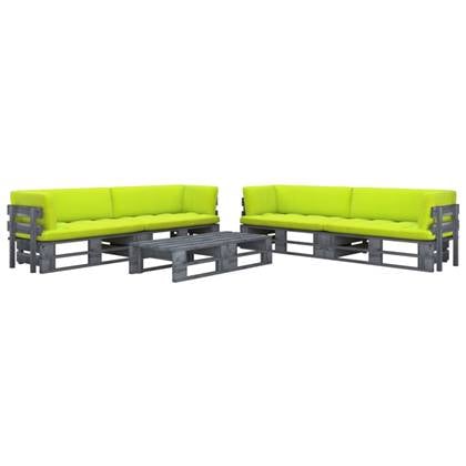 vidaXL 6-delige Loungeset pallet met kussens grijs geïmpregneerd hout