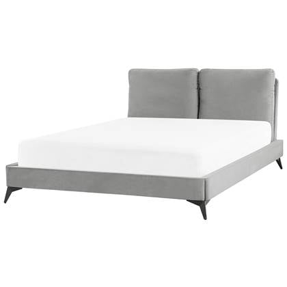 Beliani - MELLE - Tweepersoonsbed - Grijs - 140 x 200 cm - Fluweel