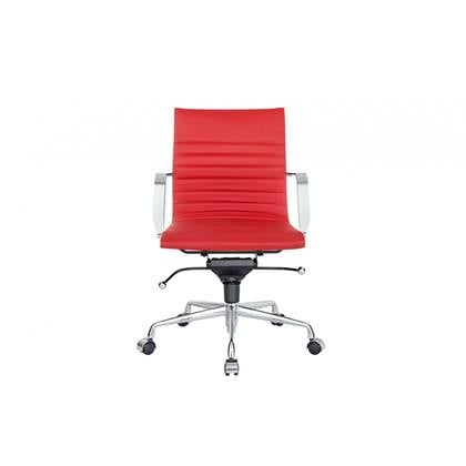 Feel Furniture  Lage Executive bureaustoel - 100% Leer - Rood