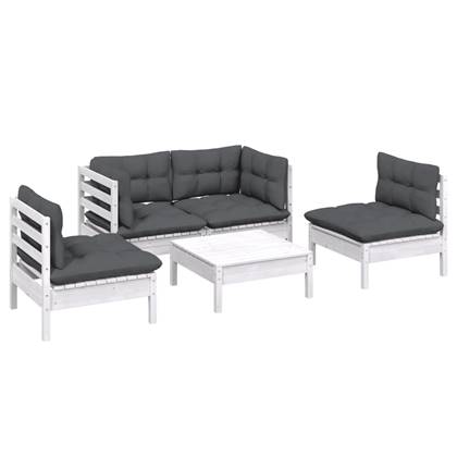 vidaXL 5-delige Loungeset met kussens massief grenenhout