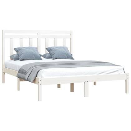 vidaXL Bedframe massief hout wit 150x200 cm