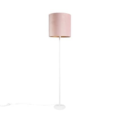 QAZQA Romantische vloerlamp wit met roze kap 40 cm - Simplo