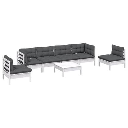 vidaXL 7-delige Loungeset met kussens massief grenenhout