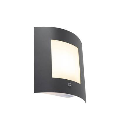 QAZQA Buiten wandlamp antraciet IP44 schemersensor - Emmerald Grijs, Wit