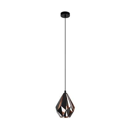 EGLO Carlton 1 Hanglamp - E27 - Ø 20,5 cm - Zwart|Koper