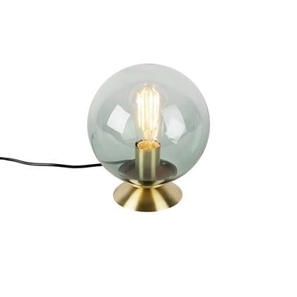 QAZQA Art deco tafellamp messing met groen glas - Pallon Groen, Goud, Transparant