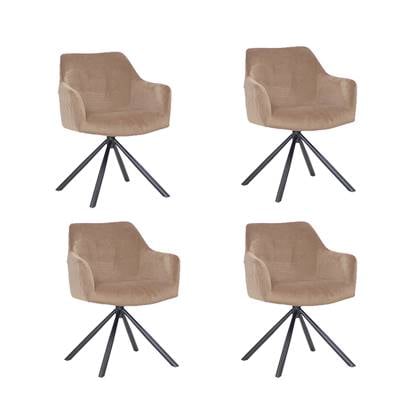 Bronx71 Velvet eetkamerstoel Furtado draaibaar taupe - Eetkamerstoelen