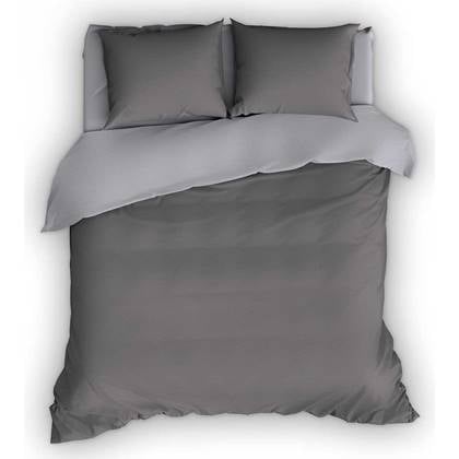 Flanellen Dekbedovertrek Comtesse Antraciet Zilver-140x200|220 Grijs