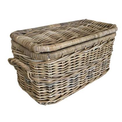 Sweet Living  Rieten Mand Met Deksel - 50x28xH26 cm