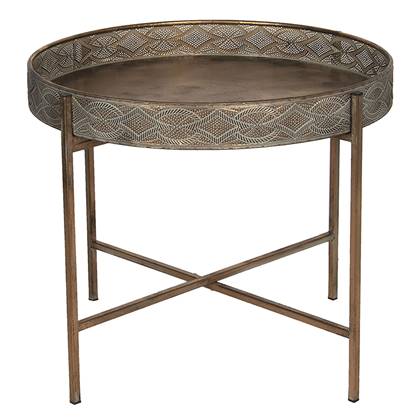 Clayre & Eef Bijzettafel Ø 60x50 cm Koperkleurig IJzer