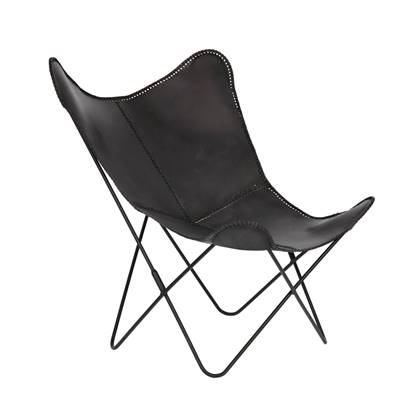 Kave Home - Fauteuil Fly zwart leer