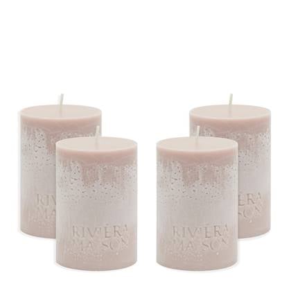 Riviera Maison - Kaarsen - Pillar Candle ECO flax 7x10 - Grijs/Beige - Set van 4 stuks