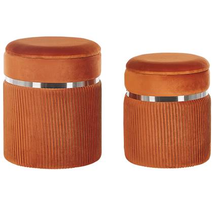 Beliani - CAMDENTON - Poef - Oranje - 36|31 cm - Fluweel
