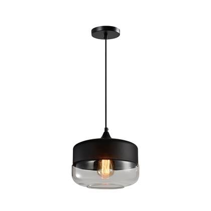 QUVIO Hanglamp glas zwart - QUV5101L-BLACK Transparant