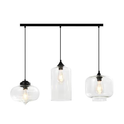 Quvio Hanglamp Glas 3-lichts Zwart Quv5124l-black