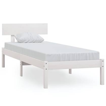 vidaXL Bedframe massief grenenhout wit 75x190 cm UK Small Single