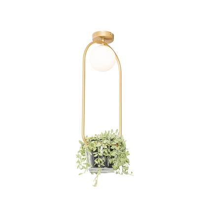 QAZQA Art deco plafondlamp met wit glas - Isabella Goud