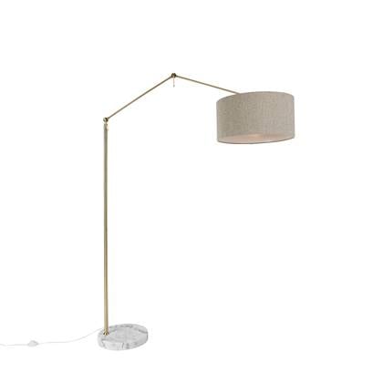 QAZQA Vloerlamp goud met boucle kap taupe 50 cm verstelbaar - Editor