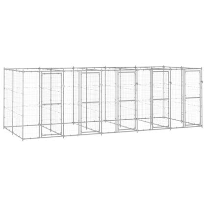 vidaXL Hondenkennel 12,1 m² gegalvaniseerd staal