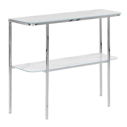 Beliani - CALVERT - Consoletafel - Wit|Zilver - Veiligheidsglas