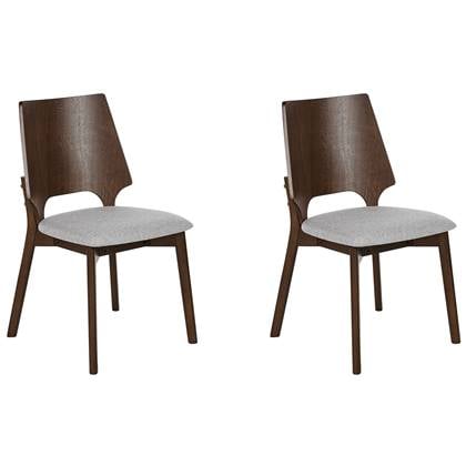 Beliani-ABEE-Eetkamerstoel set van 2-Donkerbruin|Grijs-Polyester