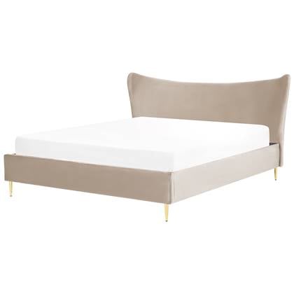 Beliani - CHALEIX - Tweepersoonsbed - Grijs - 180 x 200 cm - Fluweel