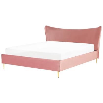 Beliani - CHALEIX - Tweepersoonsbed - Roze - 180 x 200 cm - Fluweel