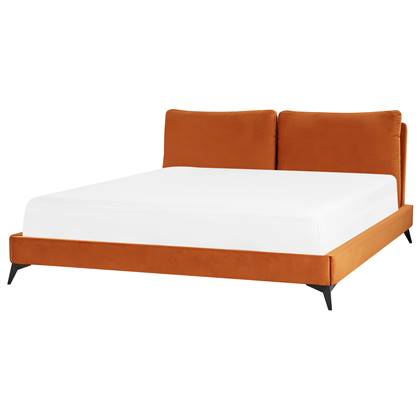 Beliani - MELLE - Tweepersoonsbed - Oranje - 180 x 200 cm - Fluweel