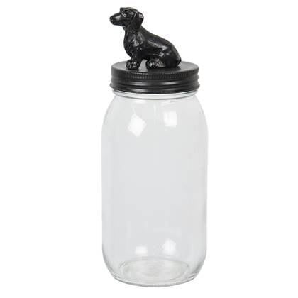 Clayre & Eef Voorraadpot Ø 8x22 cm Glas Hond Transparant